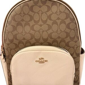Coach Signature Tan and Cream Backpack